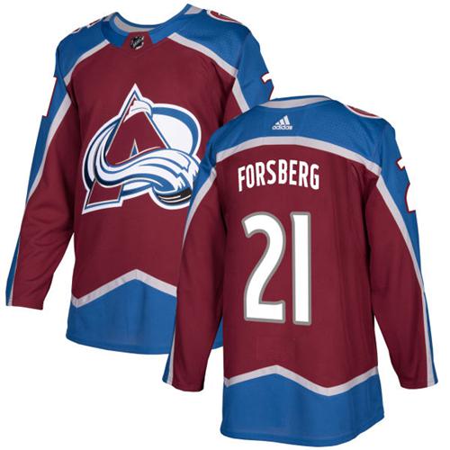 Adidas Men Colorado Avalanche #21 Peter Forsberg Burgundy Home Authentic Stitched NHL Jersey